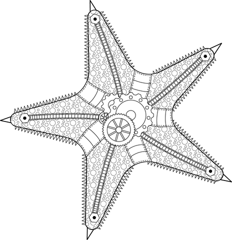 Steampunk Starfish Coloring Page